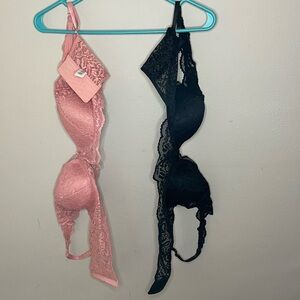 Marilyn Monroe lace black and pink bra bralette bustier set size 36C